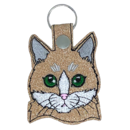 Glittery Gold Cat Key Fob