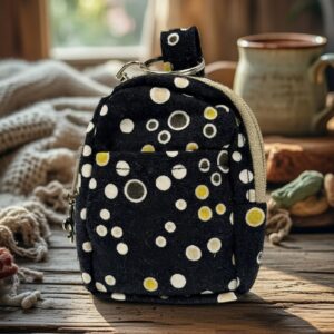 Black-Dots Mini Backpack Keychain