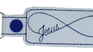 White / Blue Jesus Infinity Key Fob